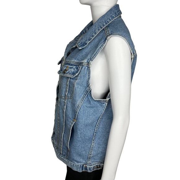 Vtg Light Wash Denim Vest L - Picture 4 of 8